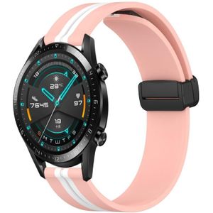 Voor Huawei Watch GT2 42 mm 20 mm opvouwbare magnetische sluiting siliconen horlogeband (roze + wit)