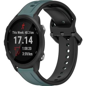 Voor Garmin Forerunner 245 20 mm bolle lus tweekleurige siliconen horlogeband (olijfgroen + zwart)