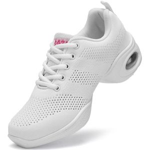 Zachte bodem mesh ademend moderne dansschoenen heightening schoenen voor vrouwen  schoenmaat: 36 (876White)