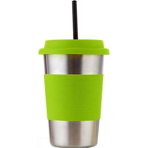 500ml enkele muur oppervlaktegesteldheid RVS Curling rand drank Cup met Rubber cirkel Band en Cap(Green)