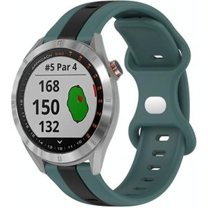 Voor Garmin Approach S40 20 mm vlindergesp tweekleurige siliconen horlogeband (groen + zwart)