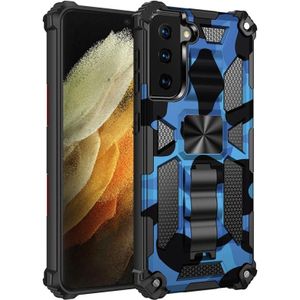 Voor Samsung Galaxy S30 Ultra Camouflage Armor Shockproof TPU + PC Magnetic Protective Case met Holder(Donkerblauw)