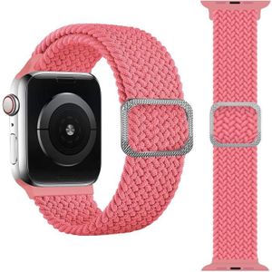 Gesp gevlochten elastische band horlogeband voor Apple Watch Series 6 & SE & & 5 & 4 40mm / 3 & 2 & 1 38mm (Pink)