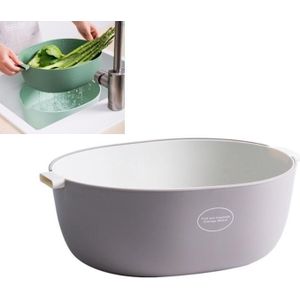 Keuken Rijst Pan Dubbele schotel Plantaardige Drain Basket Plastic Fruit Basket  Kleur: U Vorm LichtGrijs