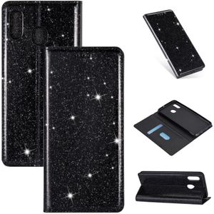 Voor Samsung Galaxy A40 Ultrathin Glitter Magnetic Horizontal Flip Leather Case met Holder & Card Slots(Zwart)