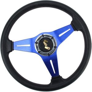 35cm PU Momo Race Sport stuurwiel Momo Steering Wheel Racing Wheel sportwagen Hand bewerkt gestuurde Wheel(Blue)