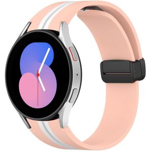 Voor Samsung Galaxy Watch 5 40 mm opvouwbare magnetische sluiting siliconen horlogeband (roze + wit)