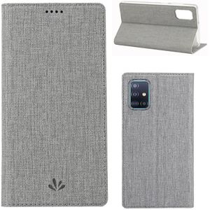 Voor Galaxy A71 Magnet Horizontal Flip Shockproof TPU + PU Lederen Beschermkast Slot & Houder (Grijs)