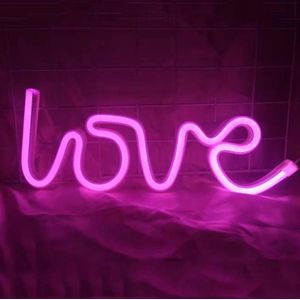 Neon LED Modellering Lamp Decoratie Nachtlampje  Voeding: Batterij of USB (Pink Love)