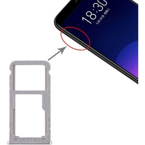 SIM-kaartlade + SIM / Micro SD-kaartlade voor Meizu M6T (Zilver)