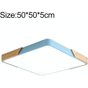 Wood Macaron LED Square Ceiling Lamp  Stepless Dimming  Size:50cm(Blue)