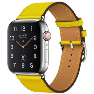 Voor Apple Watch Series 5 & 4 40mm / 3 & 2 & 1 38mm vervangend lederen bandhorloge(geel)