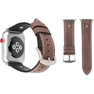 Crowe Star reliëf textuur lederen pols horloge Band voor Apple Watch serie 3 & 2 & 1 42mm(Khaki)