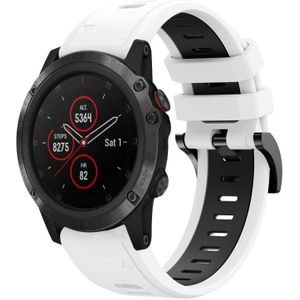 Voor Garmin Fenix 5X Plus 26mm tweekleurige sport siliconen horlogeband (wit + zwart)