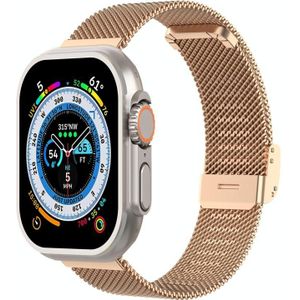 Milan metalen stalen gaas geïntegreerde gesp horlogeband voor Apple Watch Ultra 49 mm / serie 8 & 7 45 mm (rosé goud)