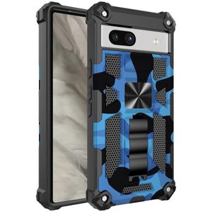 Voor Google Pixel 7a Camouflage Armor Kickstand TPU + PC magnetische telefoonhoes