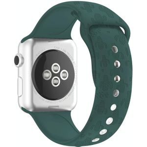 Cactus embossing siliconen horlogeband voor Apple Watch Series 7 45 mm / 6 & SE & 5 & 4 44mm / 3 & 2 & 1 42mm (grenen naald groen)