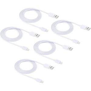 5 PCS HAWEEL 1m hoge snelheid 8-pin USB Sync en opladen kabelkit  voor iPhone X / iPhone 8 & 8 Plus / iPhone 7 & 7 Plus / iPhone 6 & 6s & 6 & 6s Plus / iPad(White)