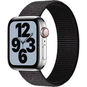 Nylon vervangende horlogeband met enkele ronde  grootte: L 155 mm voor Apple Watch Series 7  6  SE  5  4 40 mm / 3  2 en 1 38 mm (zwart)