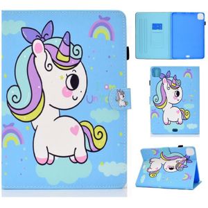 Voor iPad Air (2020) 10.9 Gekleurd tekenpatroon Horizontaal Flip PU Lederen Kast met Holder & Card Slot & Anti-slip Strip (Rainbow Unicorn)