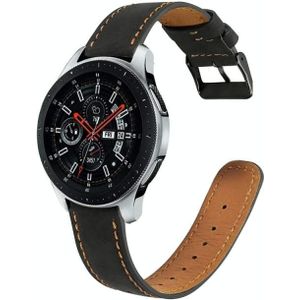 Voor Samsung Galaxy Watch 46mm Ronde Staart Echte Lederen Vervangende Band Watchband (Zwart)