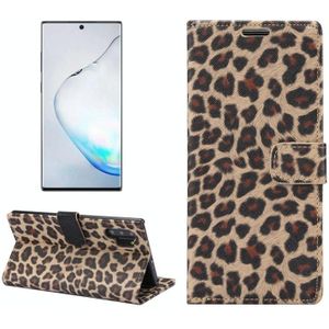 Luipaard patroon horizontale Flip lederen draagtas met houder & kaartsleuven voor Galaxy Note 10 + (Brown)