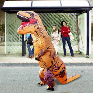 Opblaasbaar Dino Pak - T-Rex pak - Maat 1,50 tot 2,20 meter - Ingebouwde Ventilator - Carnaval outfit - Dinosauruspak