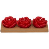 Rozen kaarsen - Rood - Set van 3 - Ca. 6 x 4 cm - Leuke kaarsen - Valentijns cadeau