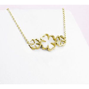 PONYTAIL & CO KETTING 3 KLAVERS - Goud
