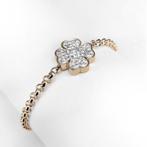 PONYTAIL & CO ARMBANDJE KLAVER CZ STEENTJES - Rosé Goud