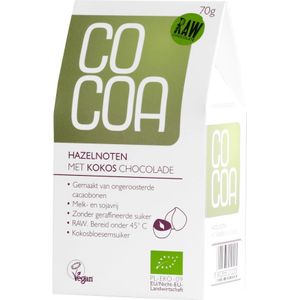 Cocoa Hazelnoten Kokos Chocolade RAW 70 gram