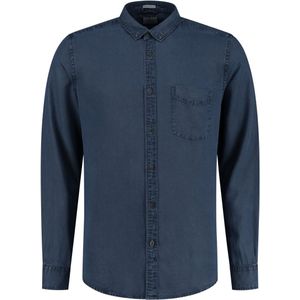 Dstrezzed Overhemd Garment Dyed Tencel Donkerblauw