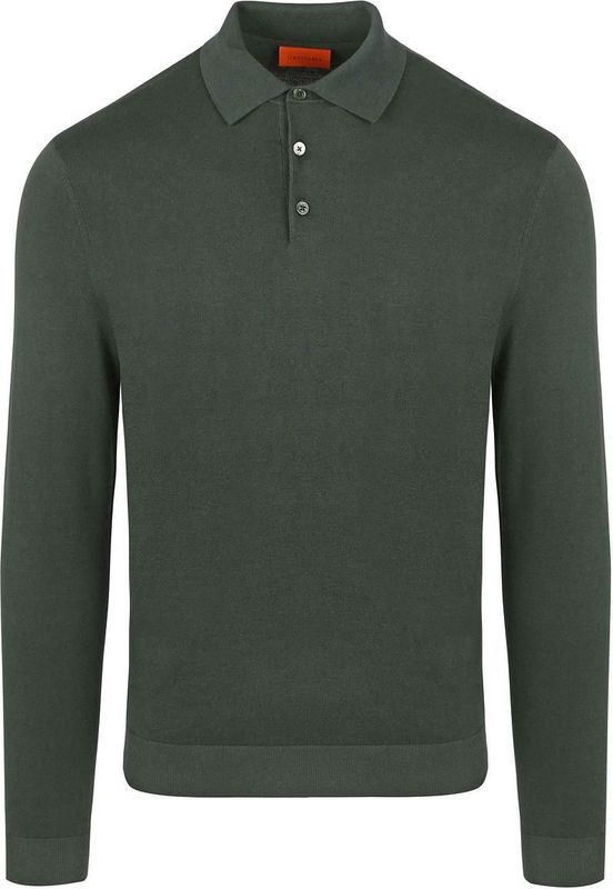 Suitable Compact Cotton Poloshirt Donkergroen