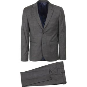 Suitable Kostuum Toulon Wol Check Grijs Bruin