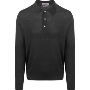 King Eential The Robert Long leeve Polohirt Merino Zwart