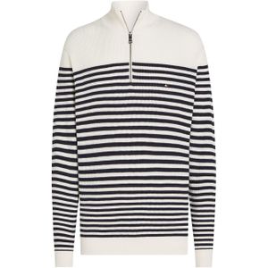 Tommy Hilfiger Racking Half-Zip Structure Streep Wit Navy