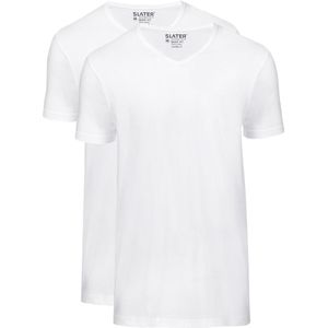 later 2-pack Baic Fit T-hirt V-hal Wit