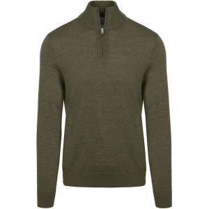 King Essentials The Michael Half Zip Pull Army Merino Groen