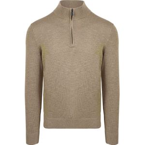 Suitabe Sub Yarn Haf Zip Trui Beige