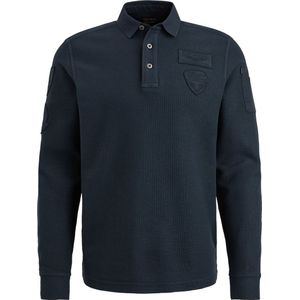 PE Legend Long Sleeve Poloshirt Structuur Navy