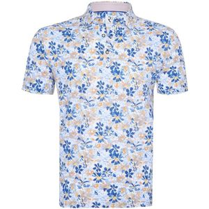 R2 Asterda Polo Tech Knitted Print Lichtblauw