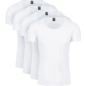 Suitabe Otaru T-Shirt Brede Ronde Has Wit 4-Pack