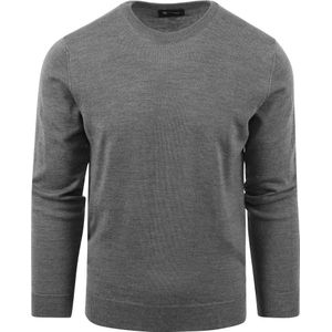 Suitable Merino Pullover Ronde Hals Antraciet - Heren - Pullovers