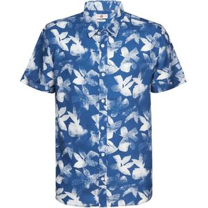 Petrol Short Sleeve Hemd Bloemen Blauw