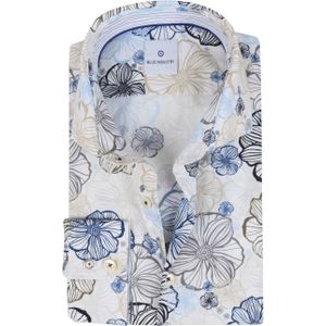 Blue Industry Overhemd Blauw Beige Bloemen