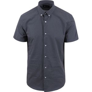 Suitable Short Sleeve Hemd Print Navy