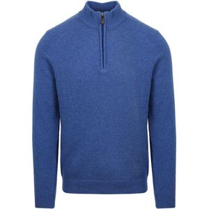 Suitable Half Zip Trui Wol Blauw