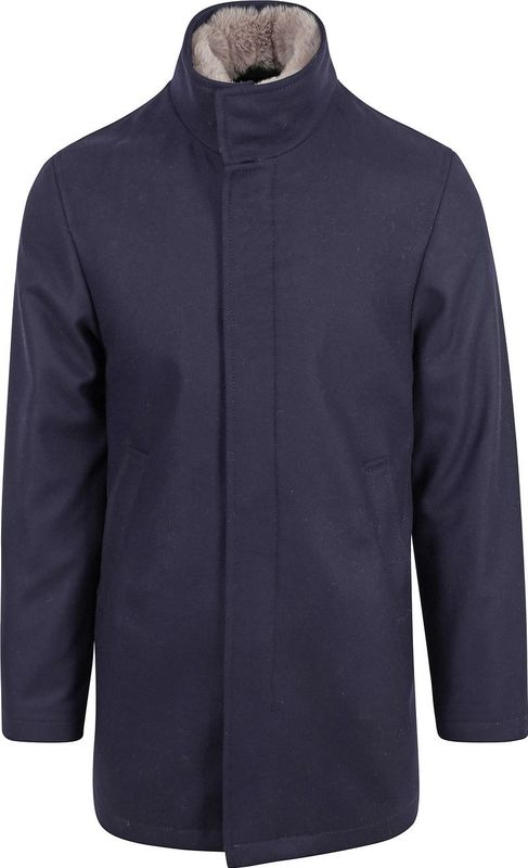 Suitable Hirsch Coat Wol Blend Navy