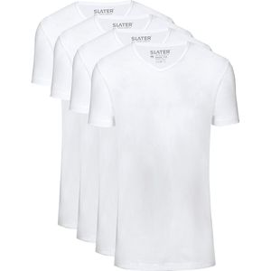 Slater 7800 - Basic Fit Extra Lang 2-pack T-shirt V-hals korte mouw wit M 100 katoen