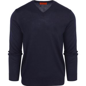 Suitable Pullover V-Hals Wol Donkerblauw